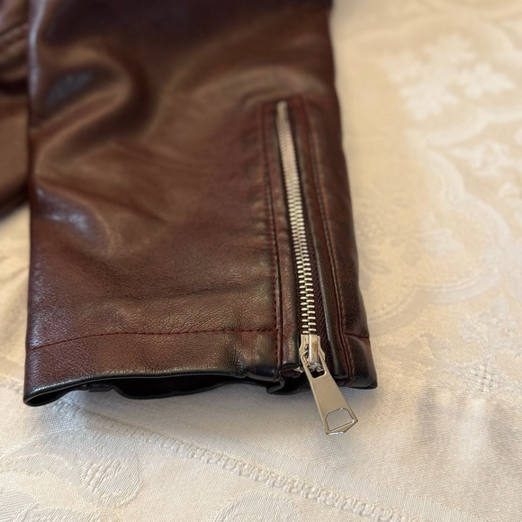 Azalea Wang Aurelia Faux Leather Moto Jacket XL Burgundy Faux Fur Collar NWT - Picture 14 of 16